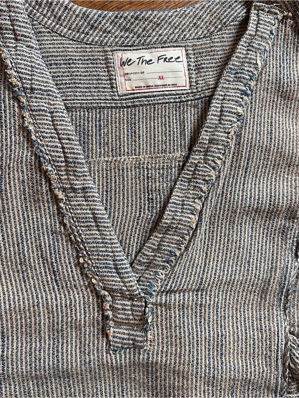 Free People We The Free By The Shore Slouchy Shirt Deep V-Neck Railroad Stripes - Picture 12 of 16